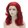 Perruque de fête naturelle de cheveux synthétiques avant de dentelle rouge ondulée de longueur d'épaule2222973