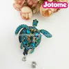 Wholesale Key Rings High Quality Rhinestone Nurse Beautiful Turtle Animal Card Retractable Badge Reel ID Holder For Decoration