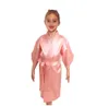 Kids Satin Rayon Solid Kimono Robe Bathrobe Children Nightgown For Spa Party Wedding Birthday