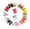 First Walkers Wholesale- 2022 Spring Pink Candy Colors Hard Sole Shoes -up Pu Leather Baby Girls Fringe Moccasins