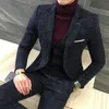 Men's Suits & Blazers Men's Wholesale- 3pcs(+Vest+Pant) Men Korean Plaid Casual Jacket Coat Spring Autumn Dress Slim Fit Mens Suit Cl