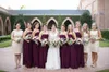 Bridemaids Kleider Trauben-lila Kastanienbraun lange billige hochwertige Brautjungfer-Kleider hat geraffte Chiffon Bodenlangen Schatz Sleeveless