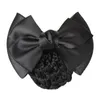 Lady Satin Bow Rhinestone Barrette Hair Clip Cover Net Netto Bun Snood Bowknot Sweet # R48