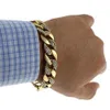 Men Hip Hop Miami Cuban Link CZ Bracelet Tennis 14mm Iced out Half Stone Gold Plated 7/8/9inches