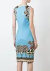 Vintage Print Women Sheath Dress Sleeveless Casual Dresses 084A695