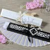 Free Shipping 50pcs/lot!Wedding Favors Bamboo Silk Fans with Laser Cut Gift Box white/Black Silk Fan Wedding Decoration Party Supplie Shower