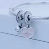 Serve para Pulseiras de Estilo Pandora Authentic 925 Sterling Silver Beads Viajar juntos para sempre, esmalte rosa e Claro Cz DIY encantos da moda 1 pc / lote