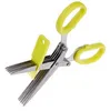 Multi-functional Stainless Steel Kitchen Knives 5 Layers Scissors Sushi Shredded Scallion Cut Herb Spices Scissors Cooking Tools