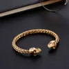 316L roestvrij staal gouden knoop draad manchet bangle schedel einde armband vrienden cadeau