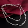 Yhamni Brand Menwomen 925 Sterling Silver Necklace Fashion Jewelry 16-24in Lång 4mm breddkedja Halsband Hela N102244U