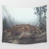 Holznebel Wald Wandbehang Stoff dekorative Landschaft Tapisserie Polyester nordisches Dekor trendiges bedrucktes Tenture