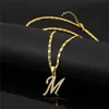 Capital Initial M Letter Necklace For Women Silver Gold Color Alphabet Pendant & Chain Name Jewelry Gift for Her228C