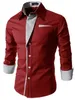 Mens formella affärskjortor Casual Slim Långärmad Dresse Camisa Masculina Asian Size M-4XL