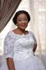 Lace Plus Size Nigeria Wedding Dresses Sheer Half Long Sleeve A Line Bridal Gowns South African Wedding Dresses Custom Made