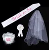 Braut zum Set Rosette Mantilla Abzeichen Schärpe Strumpfband Schleier Tiara Junggesellinnenabschied Bachelorette Hochzeit Party Requisiten weißes Mädchen Geschenk festliche Lieferungen