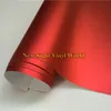 Alta qualidade fosco cetim cromo vermelho vinil adesivos de carro envoltório filme folha bolha para embrulho veículo 152x18mroll3344365