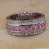 Princesse CUT Luxe Belle Rose Saphir Diamonique 10KT Or Blanc Rempli Femmes Diamant Simulé Mariage Fiançailles Pandora Bague cadeau Sz5-11