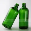 E liquide E jus bouteilles en verre vert 100 ml grande bouteille en verre 100 ml avec pointe fine couvercles à grande tête pour huile de maquillage cosmétique