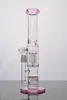 Pink Solid base glass hookah bong with arm tree perc honeycomb water pipe with 18 mm joint