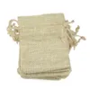 7x9cm Personnalisé Faux Jute Cordon Bijoux Sacs Bonbons Perles Petites Pochettes Toile De Jute Blanc Lin Tissu Emballage Cadeau Sacs Élégant Réutilisable