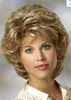 Hot sell Cheap Heat Resistant Synthetic African American Blonde Wig For Middle Age Women Natural Short Curly Wigs