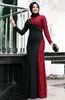 The Newest Design Black Red Long Arab Muslim Evening Dresses A Line Lace Beaded Long Sleeves Floor Length Women Party Gowns