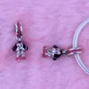 Perles en vrac adaptées aux bracelets de style Pandora Perles authentiques en argent sterling 925 Poupée coréenne en argent avec émail rose, noir et vert
