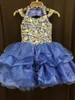 2021 Infant Pageant Dresses with Beaded Straps and Tiered Skirts Real Pictures Crystals Rhinestones Organza Cupcake Girls Pageant Gowns