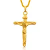 Kruzifix Halskette Gold/Roségold/Schwarz Pistolenfarbe Edelstahlkette für Männer Schmuck Jesus Stück Goldketten für Männer5684110