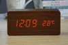 패션 뜨거운 나무 LED 알람 시계 + 시간 / 날짜 / 온도 디지털 대나무 나무 시계 음성 활성화 테이블 시계 Reloj Despertador Wekker
