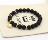 Nya Ankomststen Smycken Partihandel 8mm Real Matt Onyx Stone Pärlor med Kronarmband Party Gift