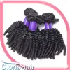 Toppförsäljning 3 buntar Afro Kinky Curly Human Hair Weave Rå Obehandlade Peruvian Virgin Bouncy Curls Sy i förlängningar