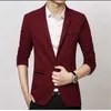 Partihandel-2020 Mens Koreanska Slim Fit Casual Cotton Blazer Suitjacka Svart Blå Beige Plus Storlek Manliga Blazers Mens Coat Wedding