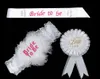 Braut zum Set Rosette Mantilla Abzeichen Schärpe Strumpfband Schleier Tiara Junggesellinnenabschied Bachelorette Hochzeit Party Requisiten weißes Mädchen Geschenk festliche Lieferungen