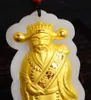 Gold embedded yuk-man god of wealth (money star shining). Lucky necklace pendant.