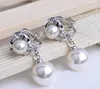 wholesale price pearl crystal Clip-on earring for women , gift gold plated Dangle earrings ,new 2013 style rose / silver color