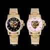 Winnaar Brand Women kijken luxe automatische zelfwind mechanisch horloge skeletkiezen roestvrijstalen band hele horloges slz146061131