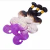 9A Vergine Peruviana 1B Grigio Viola Tre Toni Capelli Colorati Tesse Con Chiusura Onda Del Corpo Ondulati Ombre Capelli 3 Bundle Con Pizzo 4x4 Cl3858857