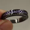 Оптовая мода драгоценные принцессы-вырезанные фиолетовые моделируемые алмазные ювелирные изделия CZ 10KT черное золото заполнено свадебное кольцо кольцо для женщин размером 5-10