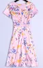 Flower Print Women A-Line Dress Short Sleeve Casual Dresses 074A5645