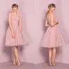 Cheap Pink Tulle Bridesmaid Dresses V Neckline Sleeveless Pleats Kelseyrose 2019 Hot Sale Wedding Guest Dress