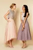 2016 Bridesmaid Prom Dresses Sparkly Two Pieces Sequins Top Vintage Tea Length Prom Dresses Wedding Party Dresses Custom Made