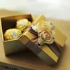 10 sztuk Elegancki Złoty Cukierki Pudełko Z Złotą Różą Różą i Wstążką Ślub Prezent Party Favors Nowy