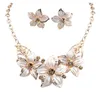Hot Seling 18K Gold Plated Austrian Crystal Enamel Flower Jewelry Sets Fashion African Necklace and Earring Set for Women DHW254