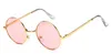 Ocean candy color lens Pink Blue Gothic Steampunk Unisex Sunglasses Men Women Eyeglasses Round Brand Designer Sun glasses Mirror