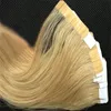 Användning av mänskligt hår 100g 40st / lot Blond brasiliansk Virgin Remy Skin Weft Tape Adhesive Hair Extensions Products Tape Hair Extensions