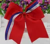 75quot Hoge kwaliteit handgemaakte grote effen lint glitter cheer bow met paardenstaart houder voor tieners meisjes kinderen haar accessori1645718