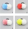 100PCs Lady Girl Faux Fur Fluffy Pom Pom Double Color Ball Together Scrunchies Pompon Elastiska Ponytailhållare Hårband Tillbehör GR111