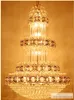 Lustre En Cristal Doré Lustres Modernes Américain Luminaire Villa Maison Éclairage Intérieur Hôtel Hall Lobby Parlour Longue LED Lampes Suspendues