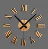 Vintage wood texture 3D Roman numeral clock,home decoration wall watch,wood sticker home decor free shipping